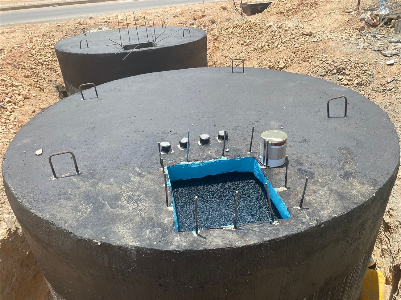 Precast water tanks installed on site